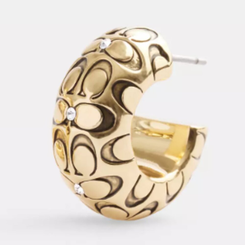 #33 NWT - COACH Signature Quilted Chubby Huggies Earings - Picture 3 of 5